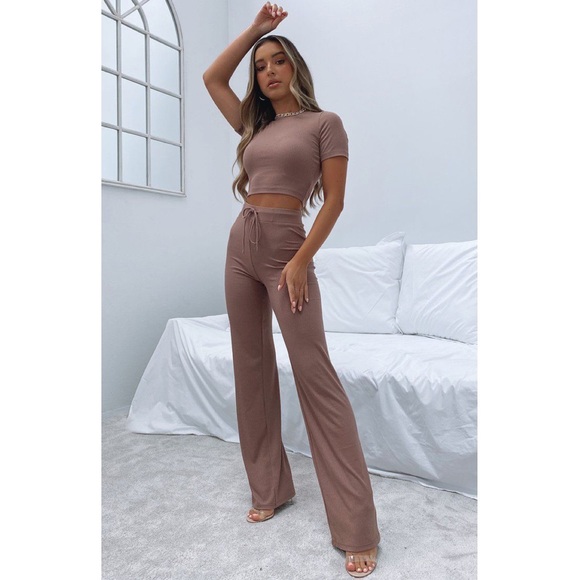 White Fox Boutique Other - COPY - White Fox Lounge Set in Chocolate: meant to be crop/ Adore You Ribbed Pa…